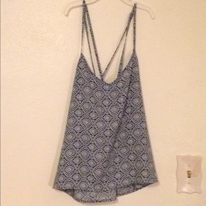Blue and white tank top with detailing